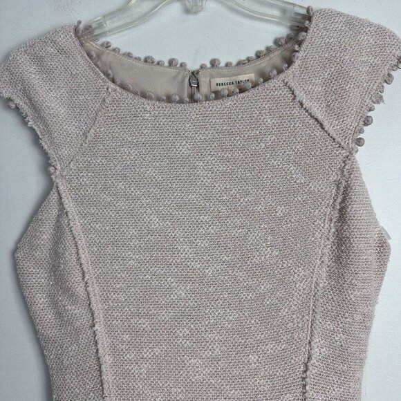 REBECCA TAYLOR Stretch Boucle Dress, Women's Size 6 Ivory Cream - Picture 3 of 16
